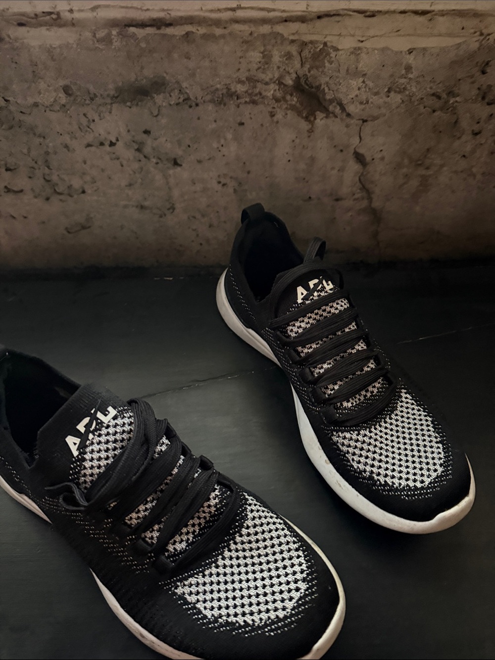 APL Black and White Knit Running Sneakers